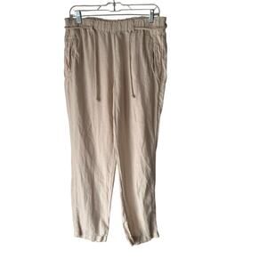 C&C California Size M 100% Linen Cream Wide Leg Pull On‎ Pants